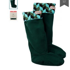 NIB Hunter 'Geometric Dazzle' Original Tall Fleece Welly Socks in‎ Medium